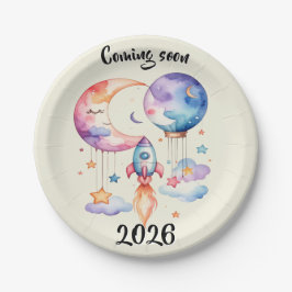 Schwangerschaft verkünden Aquarell Heißluftballon  Papieren Bordje