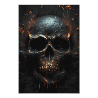 Schwarz matter Totenkopf mit Bronze Foto Afdruk