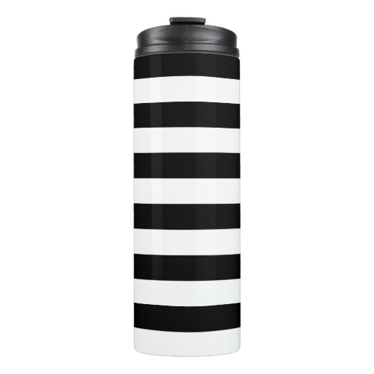 Schwarz & Weiß gestreifter Thermosbeker (Voorkant)