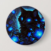 Schwarze Katze in leuchtend blau Ronde Button 7,6 Cm (Voorkant)