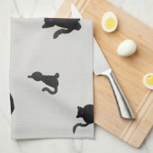 Schwarze Katzen Aquarell Muster Theedoek (Quarter Fold)