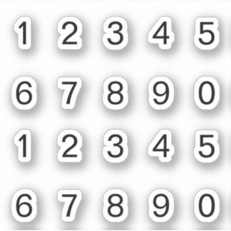 Schwarze Zahlen Aufkleber Sticker