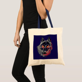 Schwarzer Wolf mit roten Augen Tote Bag