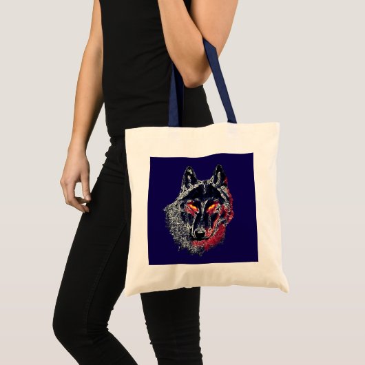 Schwarzer Wolf mit roten Augen Tote Bag (Voorkant (product))