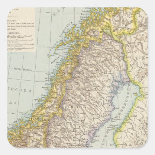 Schweden, Norwegen - Kaart Zweden en Noorwegen Vierkante Sticker