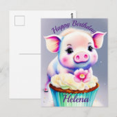 Schwein mit cupcake Wasserfarbenbild Briefkaart (Voorkant / Achterkant)