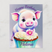Schwein mit cupcake Wasserfarbenbild Briefkaart (Voorkant)