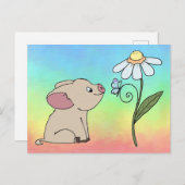 Schweinchen mit Blume Postkarte Briefkaart (Voorkant / Achterkant)