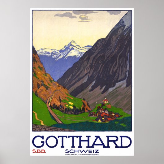 "Schweiz: 1914 - Gotthard Linie SBB Reise Werbe Poster (Voorkant)