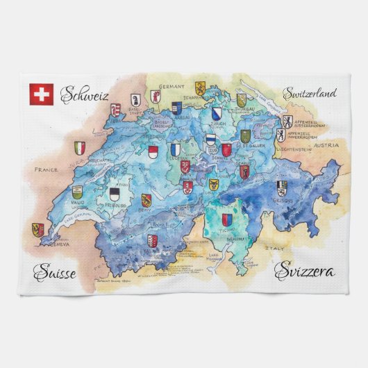 "Schweiz: 2021/heute - 26 Kantone Theedoek (Horizontaal)
