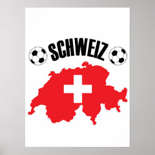 Schweiz Fussball Zwitserland Map Poster