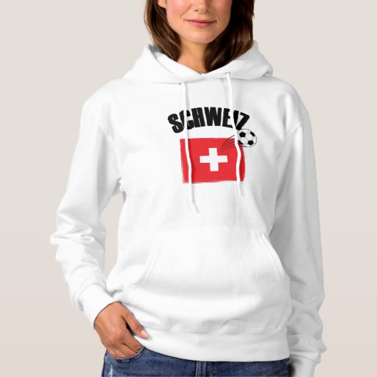 Schweiz Fussball Zwitserland Soccer Flag Hoodie (Voorkant)