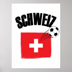 Schweiz Fussball Zwitserland Soccer Flag Poster