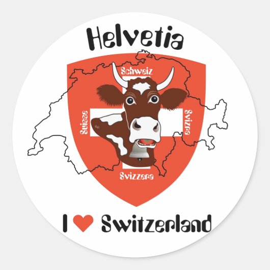 Schweiz Suisse Svizzera Svizra Aufkleber Ronde Sticker (Voorkant)