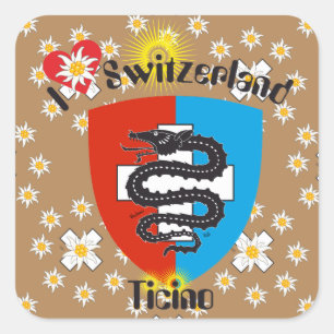 Schweiz Suisse Svizzera Svizra Zwitserland Kleber Vierkante Sticker
