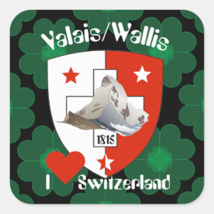 Schweiz Suisse Svizzera Svizra Zwitserland Kleber Vierkante Sticker