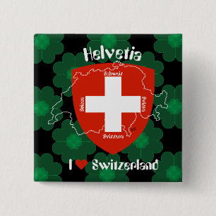 Schweiz Suisse Svizzera Svizra Zwitserland Vierkante Button 5,1 Cm