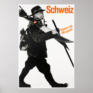 Schweiz, Travel Ski Poster