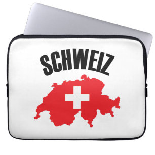 Schweiz Zwitserland Map Flag Laptop Sleeve