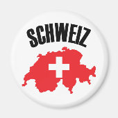 Schweiz Zwitserland Map Flag Magneet (Voorkant)