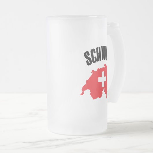 Schweiz Zwitserland Map Flag Matglas Bierpul (Voorkant rechts)