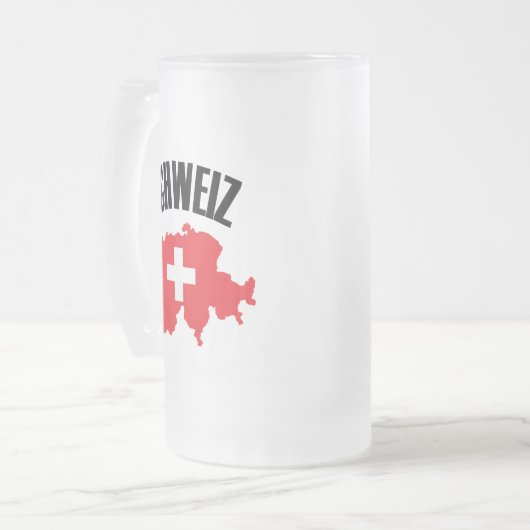 Schweiz Zwitserland Map Flag Matglas Bierpul (Voorkant links)
