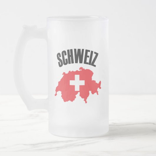 Schweiz Zwitserland Map Flag Matglas Bierpul (Links)