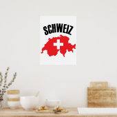 Schweiz Zwitserland Map Flag Poster (Keuken)