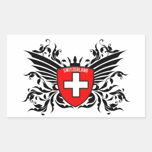 Schweizer Wappen mit  Flügel Rechthoekige Sticker (Voorkant)