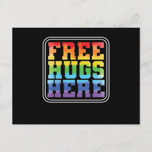 Schwul oder Lesbisch "Free Hugs here here" Briefkaart