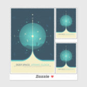 Sci-Fi Ad, blauwe atoomklok, diepe ruimte Sticker (Vel)