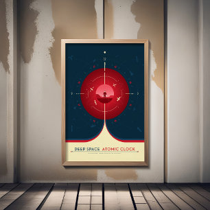Sci-Fi Ad, Rode atoomklok, Deep Space Foto Afdruk