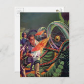 Sci-Fi Alien Fight Briefkaart (Voorkant / Achterkant)