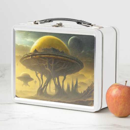 Sci-Fi Alien World Uitzicht Planet Ufo Tower (In situ)