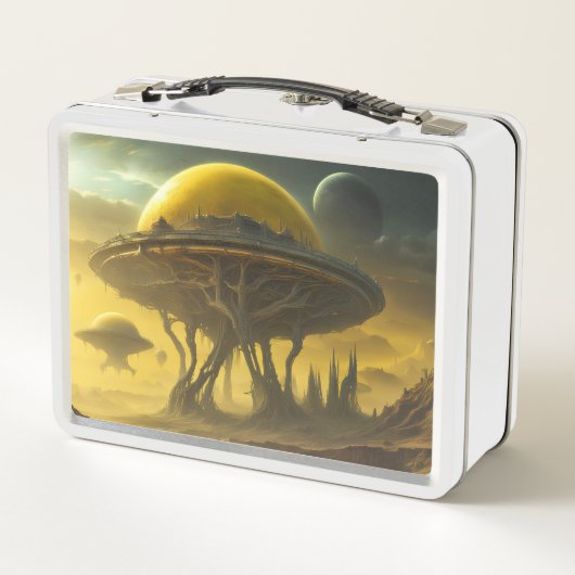 Sci-Fi Alien World Uitzicht Planet Ufo Tower (Achterkant)