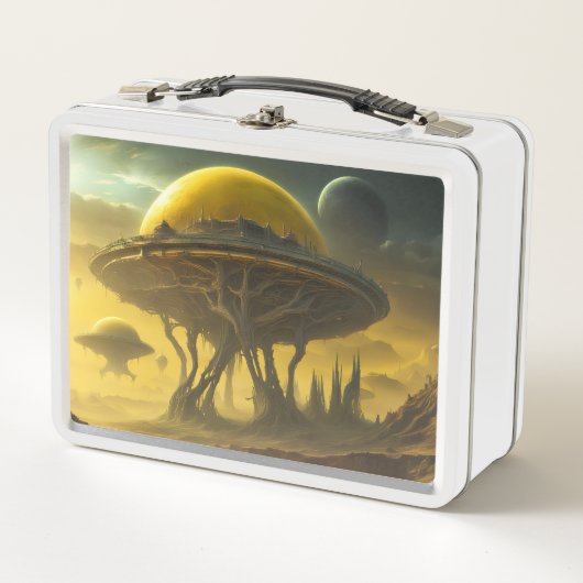 Sci-Fi Alien World Uitzicht Planet Ufo Tower (Voorkant)