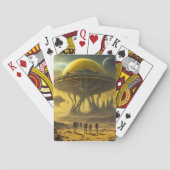 Sci-Fi Alien World Uitzicht Planet Ufo Tower Pokerkaarten (Achterkant)