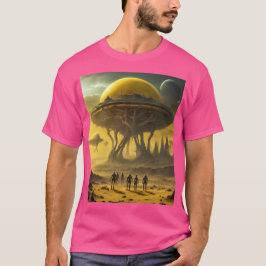 Sci-Fi Alien World Uitzicht Planet Ufo Tower T-shirt