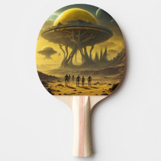 Sci-Fi Alien World Uitzicht Planet Ufo Tower Tafeltennisbatje