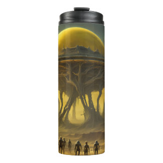 Sci-Fi Alien World Uitzicht Planet Ufo Tower Thermosbeker