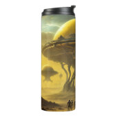 Sci-Fi Alien World Uitzicht Planet Ufo Tower Thermosbeker (Gedraaid links)
