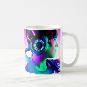 Sci-Fi Anime Cyberpunk Gamer Girl - Café Mug