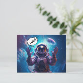 Sci-Fi Astronaut Briefkaart (Staand voorkant)