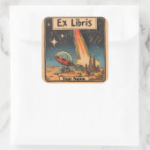 Sci-Fi Comic Bookplate Vierkante Sticker (Tas)