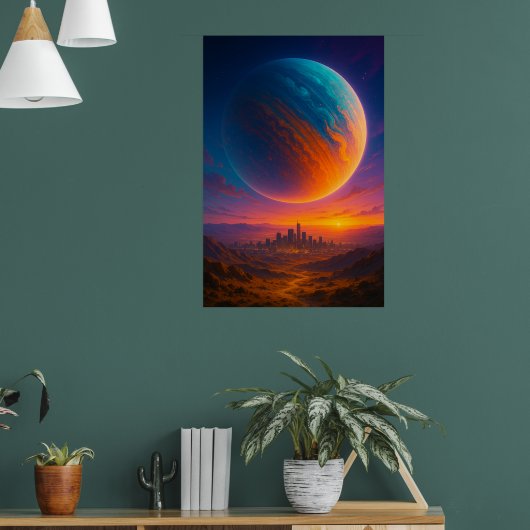 Sci-Fi Cosmic City Poster Wall Art – Futuristic (Salon 1)