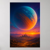 Sci-Fi Cosmic City Poster Wall Art – Futuristic (Devant)