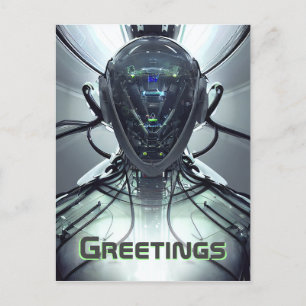 Sci-Fi Cyber Droid Fighter Pilot Briefkaart