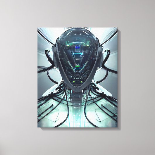 Sci-Fi Cyber Droid Fighter Pilot Canvas Afdruk (Voorkant)