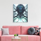 Sci-Fi Cyber Droid Fighter Pilot Canvas Afdruk (Insitu (Woonkamer))