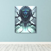 Sci-Fi Cyber Droid Fighter Pilot Canvas Afdruk (Insitu (Houten vloer))